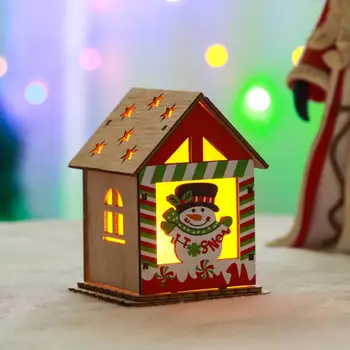 Теплая светлая кабина Украшение для деревянного домика Рождественская елка на батарейках Подвесные украшения для рождественской атмосферы Кабина со светодиодной подсветкой