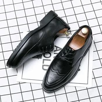 Британская мужская официальная одежда, дышащая деловая обувь из натуральной кожи, мужские черные туфли с низким берцем, женские профессиональные кожаные туфли на шнуровке.