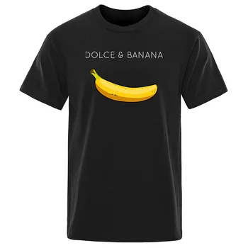 Мужские хлопчатобумажные футболки с принтом Dolce & Banana, Дышащие Топы с круглым вырезом, Удобная футболка, Мужские Футболки с коротким рукавом XS-4XL