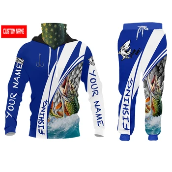 Костюмы для рыбалки с индивидуальным названием Wahoo, штаны для рыбалки с 3D принтом, мужская толстовка оверсайз, толстовки унисекс на молнии, повседневные спортивные костюмы
