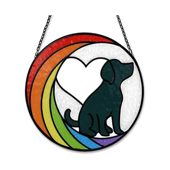 Подарки на память о собаках, Витражное окно, подвесной радужный мост, Ловец солнца для любителей собак, подарок для домашних животных